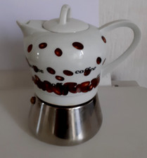 Italienische Haus Espresso Kaffeekanne-/Kocher weiße Kanne + coffee-Bohnenmuster