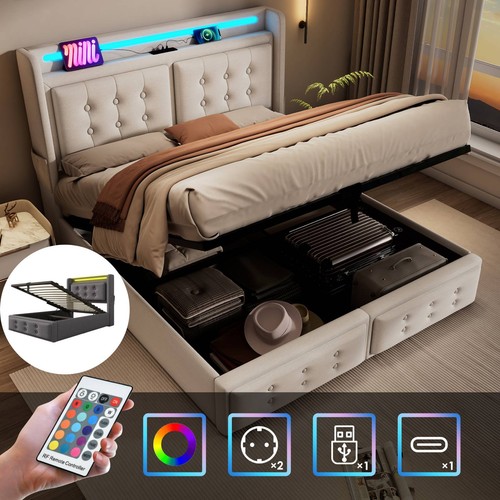 Polsterbett mit led kopfteil - mit,