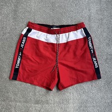 TOMMY HILFIGER Herren Badehose Badeshorts Medium Beach Shorts Logo 26711 Rot