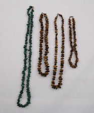 Naturstein Ketten, Malachit, Tigerauge. Konvolut 4 St.