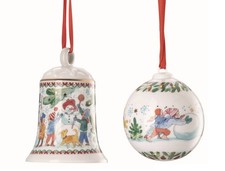 2x Hutschenreuther - 1x Glocke und 1x Kugel 2025 - Porzellan - Weihnachtsglocke
