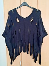 Damen Strick Überwurf / Poncho  Onesize  Schwarz, Made in Italy