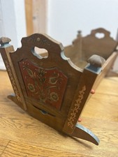 Babywiege Babybett Bauernbett Holz mit Seitenmalerei, Unikat Handwerk Antik