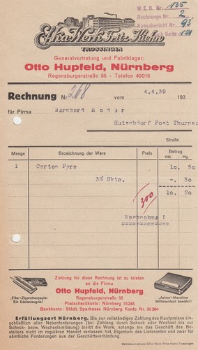 Nürnberg rechnung 1939 elka - 1939,,