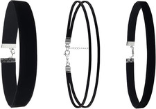 Damen Choker Kette Set Schwarz
