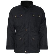 DeMina Herren wachsbeschichtete Jacke wasserdicht dunkelmarineblau, schwarz, uvp £129,99 m-3x
