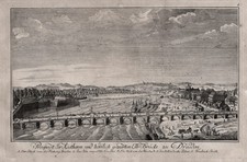 Dresden Elbbrücke Ansicht Sachsen engraving Kupferstich Schleuen 1755