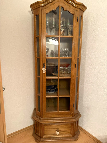Eckvitrine holz glas braun - eckvitrine,