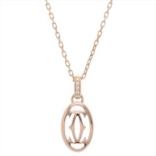 Cartier Doppel C Diamant Anhänger Halskette K18 Rose Gold 41cm 40.6cm Geschenk