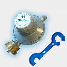 Gas-Druck-Regler 11-Stufen-Regler 25-50 mbar inkl. Regler- und Schlauchschlüssel