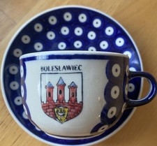 Boleslawiec Hand Made in Poland Teetasse mit Untertasse