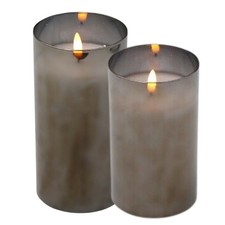 2er-Set LED Kerzen Glas