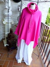 5423 Made in Italy ISSIMA magenta  Sweatshirt Bindekragen Zipfelsaum
