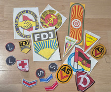 12 Aufnäher DDR  FDJ Pioniere DRK Dynamo ASV + Agitation NVA  & DTSB