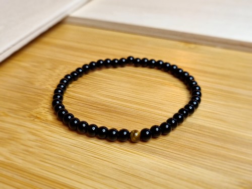 Natürliches 4mm onyx - onyx, armband