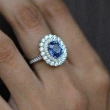 3 Kt Oval Blau Doppelt Halo