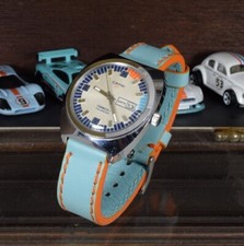 UHRENARMBAND 22 20 18 MM BLAU GULF ECHT LEDER LE MANS BLUE MA STRAP RACING BAND