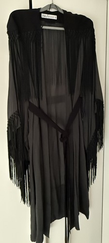 Zara fransen kimono steingrau - ,