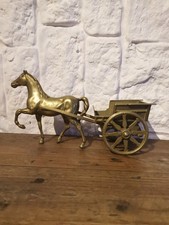 Messing-Pferd mit Wagen. 70er