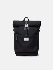 Sandqvist Ilon Roll Top Rucksack, schwarz mit Lederrucksack UVP 125£