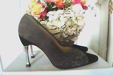 Italienische Designer Schuhe High Heels Vollleder Grau/Schwarz Gr. 37 NEU 120€