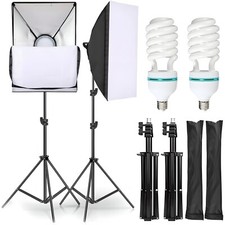 2 x Profi Fotostudio Studioleuchte Softbox Teleskop Studio mit Tasche 135W Retoo