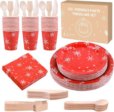 Weihnachten Teller Becher, Pappteller Rotweiß Einweggeschirr Set, ​200 Stück Pap