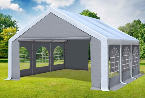 Partyzelt 5x6m weiß grau - 5x6m, pvc