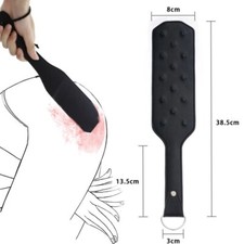 PU Leder Peitsche Schwarz Klatsche mit Spitze BDSM Rollenspiel Paddle für Paare