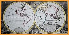 Weltkarte in 2 Hemisphaeren Homann/ Doppelmayr neueste Geographie 1720  ORIGINAL
