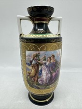 Antike, prunkvolle Henkelvase, Malerei & Vergoldung M.4.