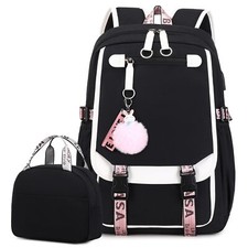 Schulrucksack Mädchen Teenager Schulranzen mit Lunchtasche Schultaschen-Set F...