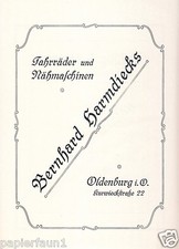 Fahrräder Harmdiecks Oldenburg Reklame 1924 Nähmaschine Fahrrad Werbung Kurwieck