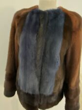 ROYAL FURS Design Nerzjacke modern blau braun D36/38 S Mink grafisch € 1.900,-