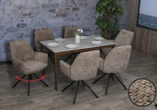 B-Ware 6er-Set Esszimmerstuhl MCW-G67, Armlehne, drehbar, Chenille, braun