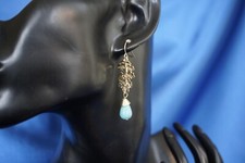 Ohrringe Hänger Türkis Blatt Antikstil Art Deco  Jugendstil