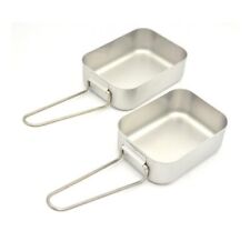 Edelstahl Kochgeschirr Niederländische Armee 2tlg (eckig) Essgeschirr Camping bw