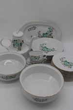 Henneberg Porzellan grün beige retro Blumen DDR Schüssel Teller Kanne Tassen
