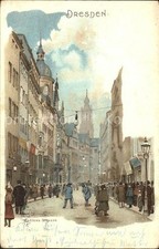 DRESDEN Elbe Schlossstrasse Litho Stempel Wollmann Sammlung Litho