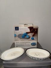 Katzen Intelligenzspielzeug + 2x Futterschale Napf Porzellan