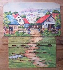 RARITÄT: BAUERNHOF-HINTERGRUND aus Pappe von ELASTOLIN / HAUSSER