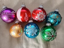 7 alte Glas Weihnachtskugeln Christbaumkugeln