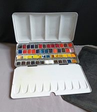 Metall Aquarellkasten 48 halbe Töpfe ausklappbar Palette Daumenlochschlaufe Daler Rowney