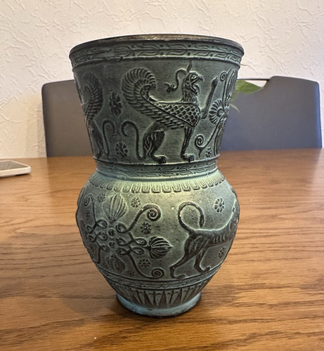 Keramikvase grün patiniert