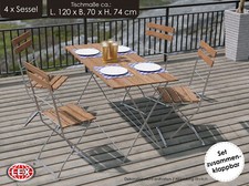Biergarten-Set Sitzgruppe Biergartenmöbel Gartenmöbel Tisch 120x70 Stuhl 5tlg.