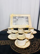 12.Tlg Tafelgeschirr Kaffeetassen Set Für 6 Personen Gold Kaffeeservice