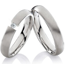 Eheringe Trauringe Partnerringe aus Edelstahl mit Zirkonia und Laser Gravur F001