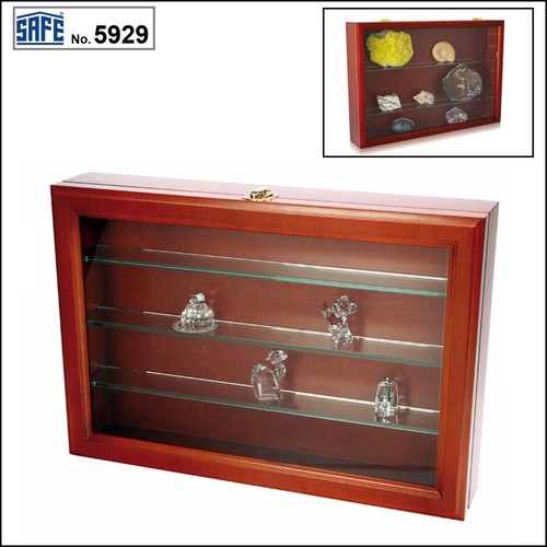 Holzvitrine midi glasfiguren - holzvitrine,