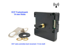 Funkuhrwerk DCF lautlos - 14 mm shaft Welle - ohne ticken - für DIY Wanduhren
