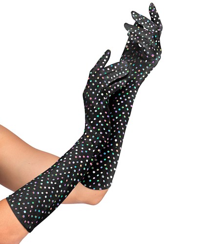 Handschuhe schwarz mit glitzer - schwarz,